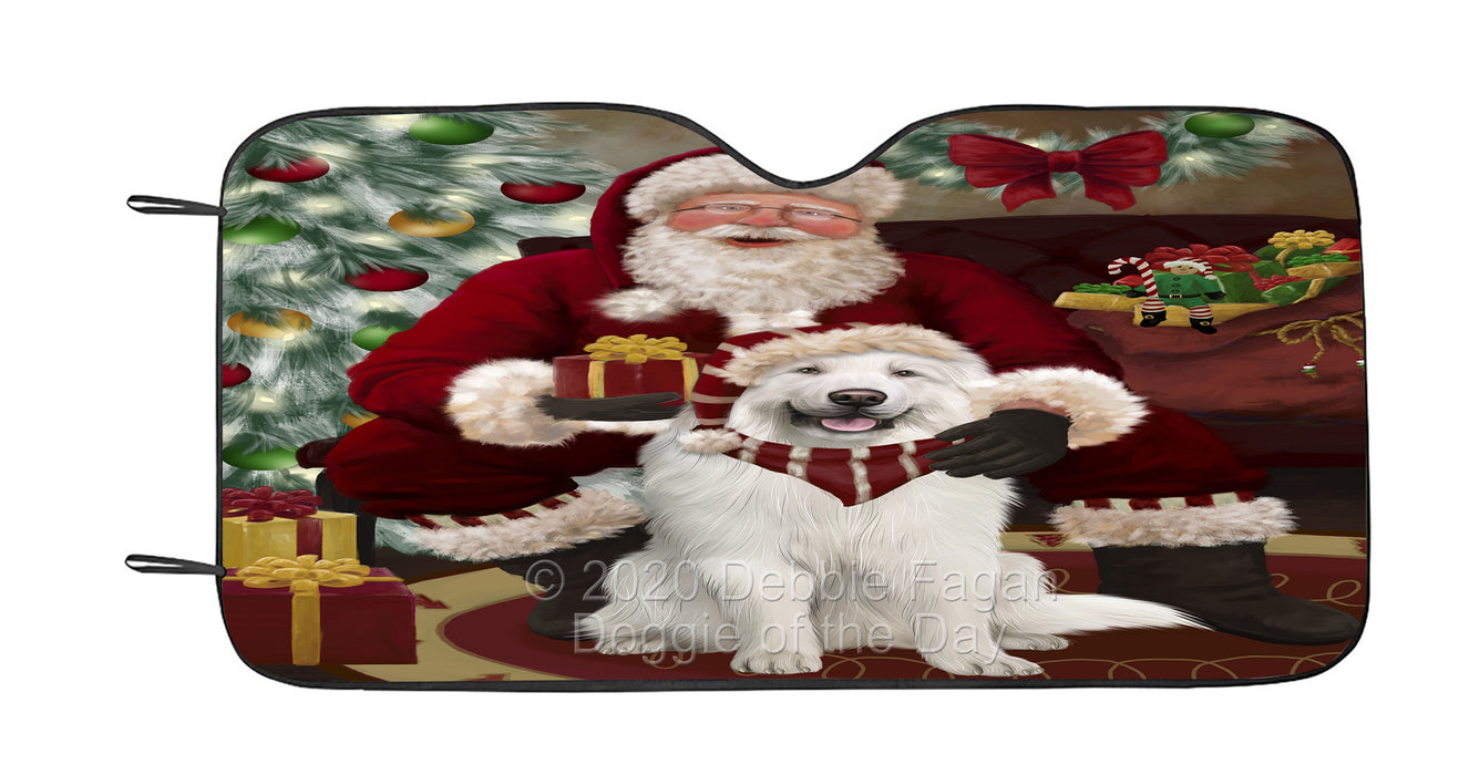 Santa's Christmas Surprise Great Pyrenees Dog Car Sun Shade Cover Curtain
