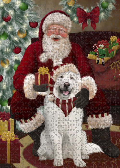 Santa's Christmas Surprise Great Pyrenees Dog Puzzle with Photo Tin PUZL100816