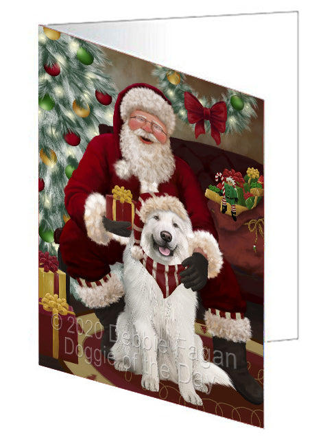 Santa's Christmas Surprise Great Pyrenees Dog Handmade Artwork Assorted Pets Greeting Cards and Note Cards with Envelopes for All Occasions and Holiday Seasons