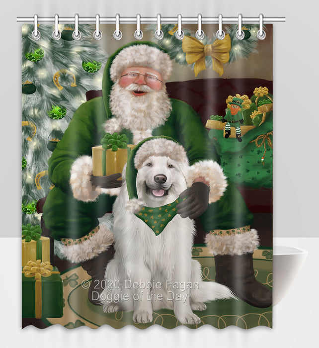 Christmas Irish Santa with Gift and Great Pyrenees Dog Shower Curtain Bathroom Accessories Decor Bath Tub Screens SC141