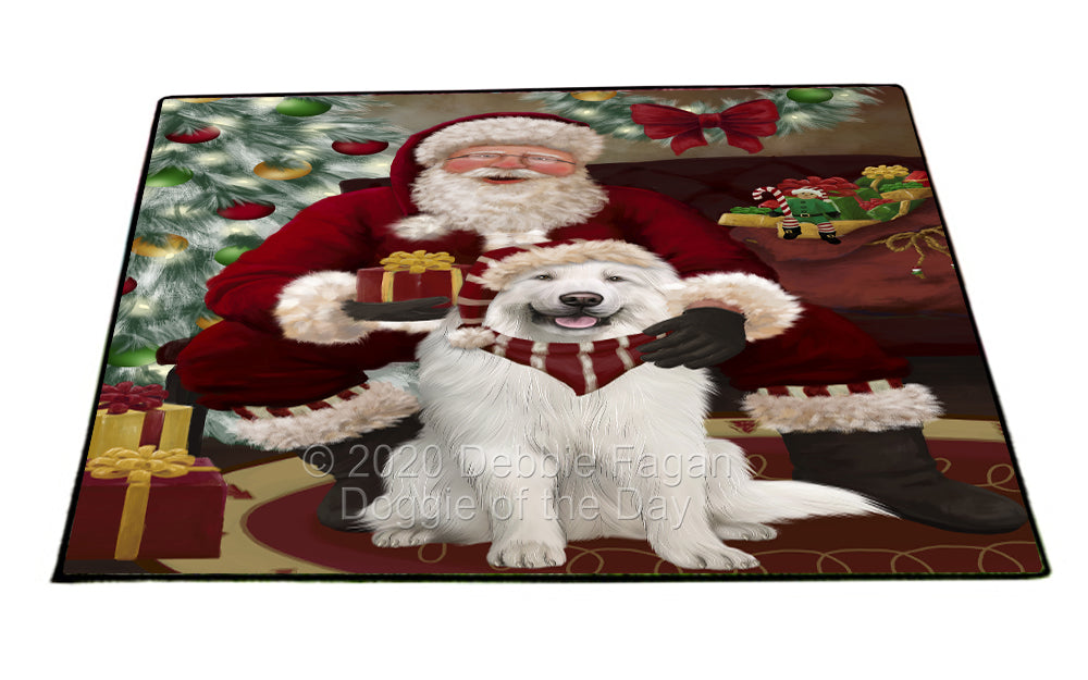 Santa's Christmas Surprise Great Pyrenees Dog Indoor/Outdoor Welcome Floormat - Premium Quality Washable Anti-Slip Doormat Rug FLMS57460