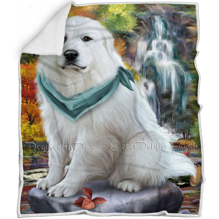 Scenic Waterfall Great Pyrenees Dog Blanket BLNKT67665
