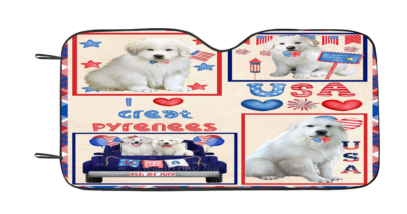 4th of July Independence Day I Love USA Greater Swiss Mountain Dogs Car Sun Shade Cover Curtain