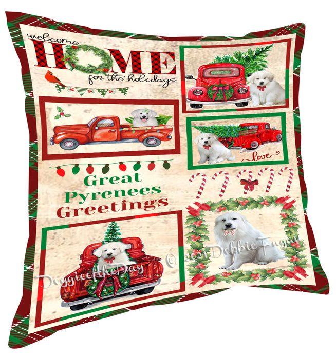 Welcome Home for Christmas Holidays Great Pyrenees Dogs Pillow with Top Quality High-Resolution Images - Ultra Soft Pet Pillows for Sleeping - Reversible & Comfort - Ideal Gift for Dog Lover - Cushion for Sofa Couch Bed - 100% Polyester