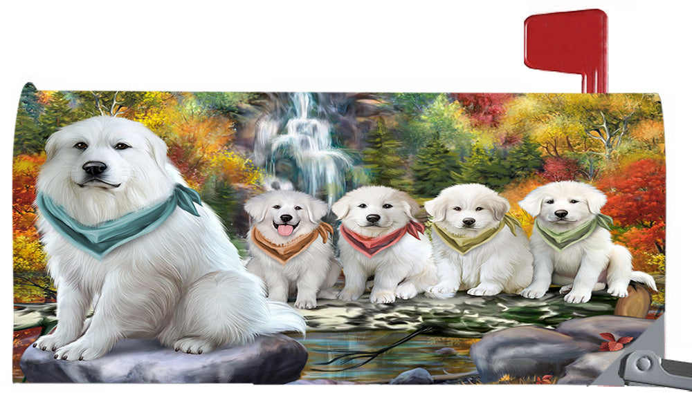 Scenic Waterfall Great Pyrenee Dogs Magnetic Mailbox Cover MBC48730