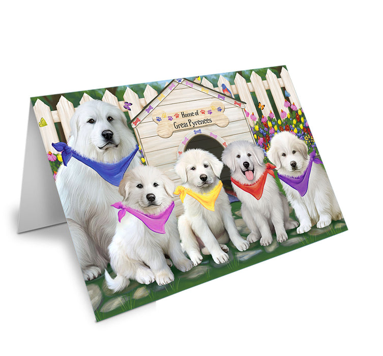 Spring Dog House Great Pyrenees Dog Handmade Artwork Assorted Pets Greeting Cards and Note Cards with Envelopes for All Occasions and Holiday Seasons GCD60650