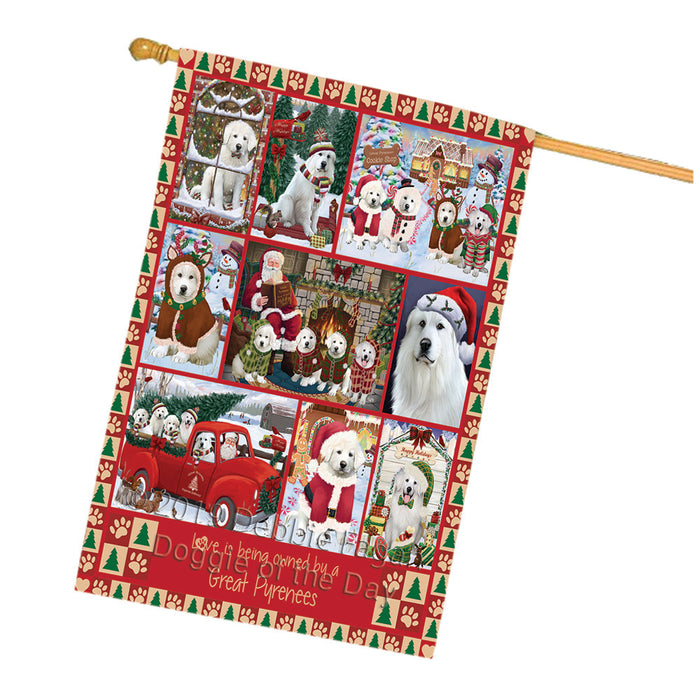 Love is Being Owned Christmas Great Pyrenee Dogs House Flag FLG66068