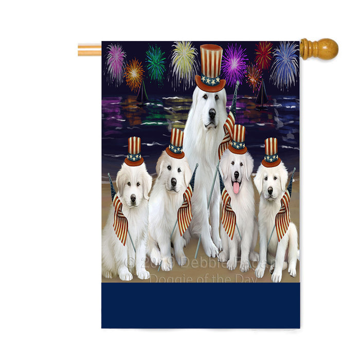 Personalized 4th of July Firework Great Pyrenee Dogs Custom House Flag FLG-DOTD-A57991