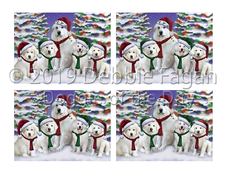 Great Pyrenees Dogs Christmas Family Portrait in Holiday Scenic Background Placemat