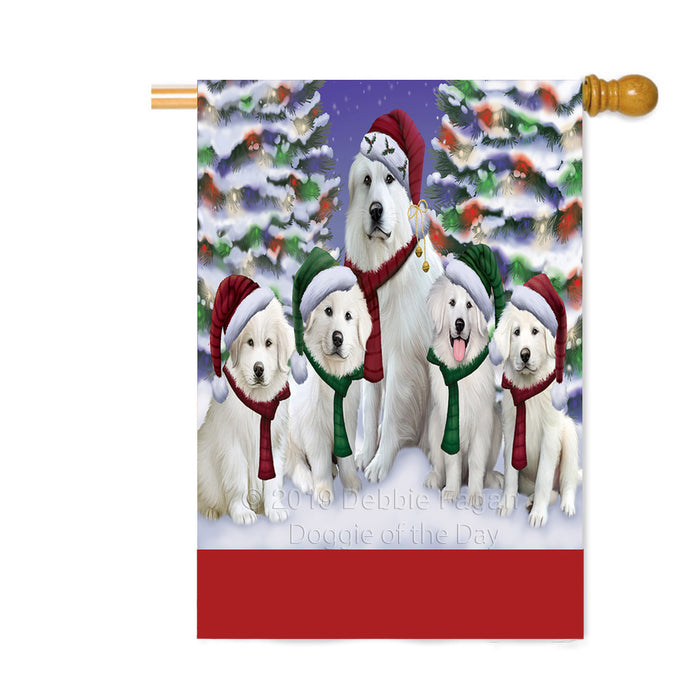 Personalized Christmas Happy Holidays Great Pyrenee Dogs Family Portraits Custom House Flag FLG-DOTD-A59178