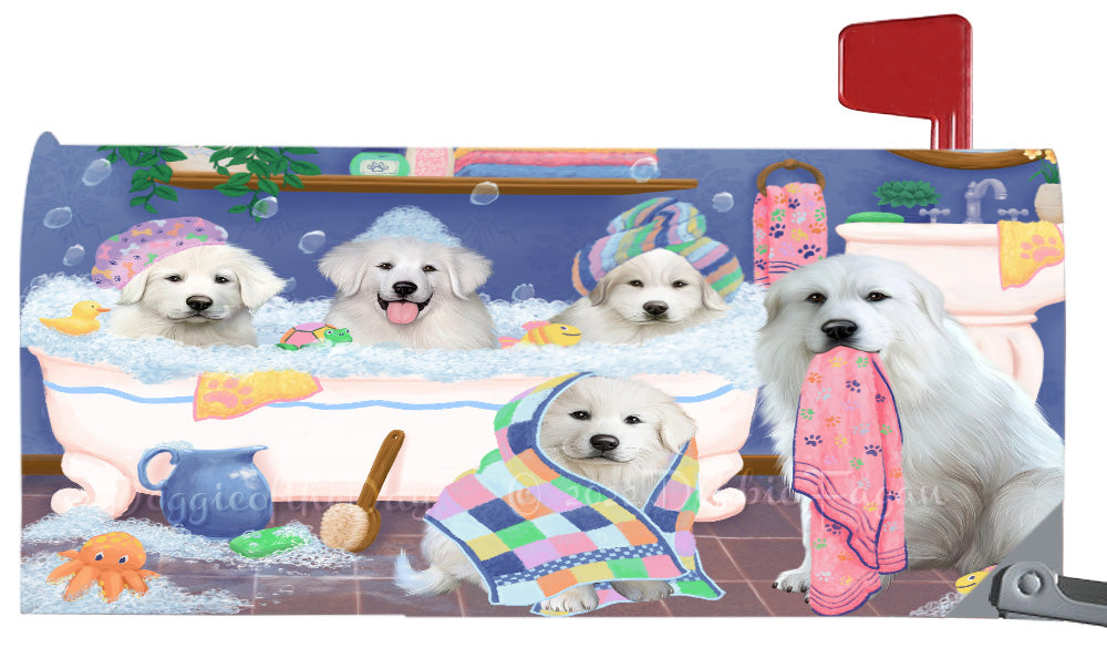 Rub A Dub Dogs In A Tub Great Pyrenees Dog Magnetic Mailbox Cover Both Sides Pet Theme Printed Decorative Letter Box Wrap Case Postbox Thick Magnetic Vinyl Material
