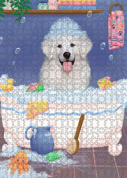 Rub A Dub Dog In A Tub Great Pyrenees Dog Portrait Jigsaw Puzzle for Adults Animal Interlocking Puzzle Game Unique Gift for Dog Lover's with Metal Tin Box PZL291