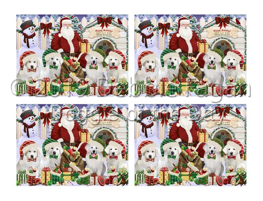 Happy Holidays Christmas Great Pyrenees Dogs House Gathering Placemat