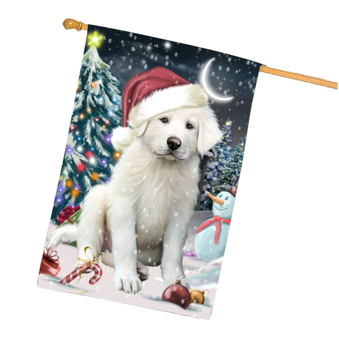 Have a Holly Jolly Christmas Great Pyrenees Dog House Flag Outdoor Decorative Double Sided Pet Portrait Weather Resistant Premium Quality Animal Printed Home Decorative Flags 100% Polyester FLG67868