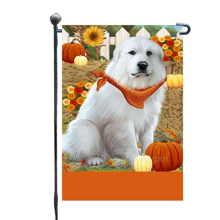 Personalized Fall Autumn Greeting Great Pyrenees Dog with Pumpkins Custom Garden Flags GFLG-DOTD-A61935