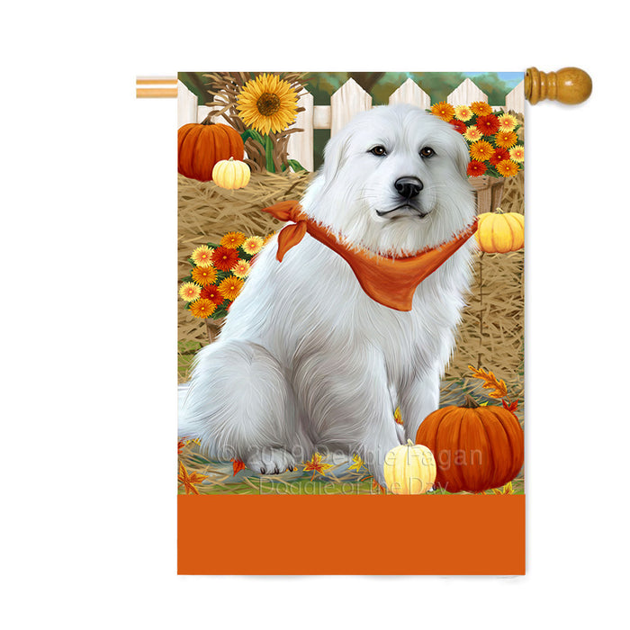 Personalized Fall Autumn Greeting Great Pyrenees Dog with Pumpkins Custom House Flag FLG-DOTD-A61991