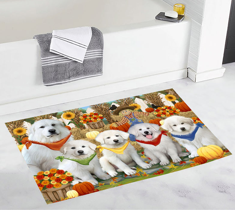 Fall Festive Harvest Time Gathering Great Pyrenees Dogs Bath Mat