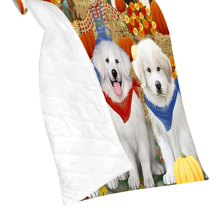 Fall Festive Harvest Time Gathering Great Pyrenees Dogs Quilt