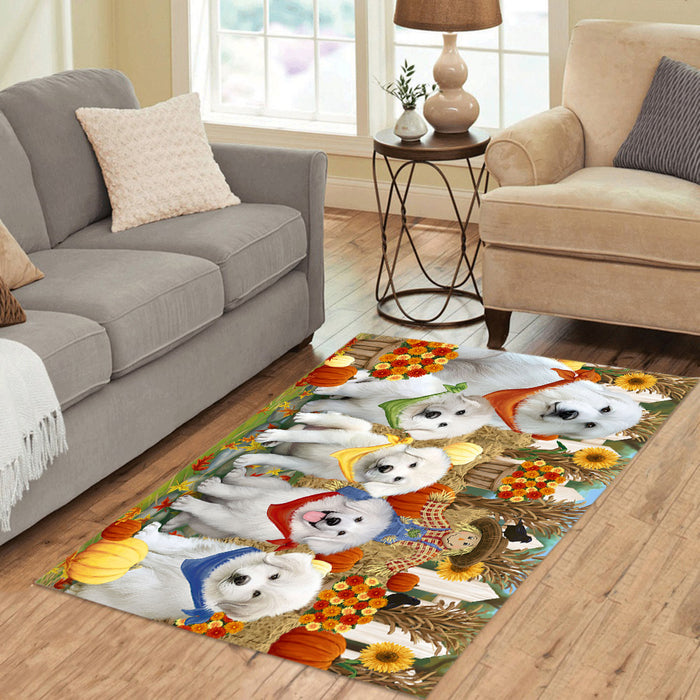 Fall Festive Harvest Time Gathering Great Pyrenees Dogs Area Rug