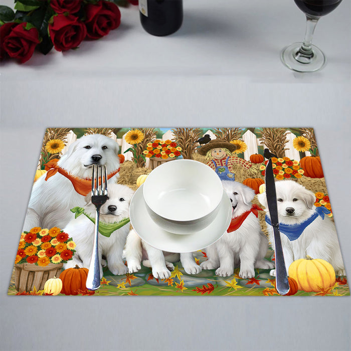 Fall Festive Harvest Time Gathering Great Pyrenees Dogs Placemat