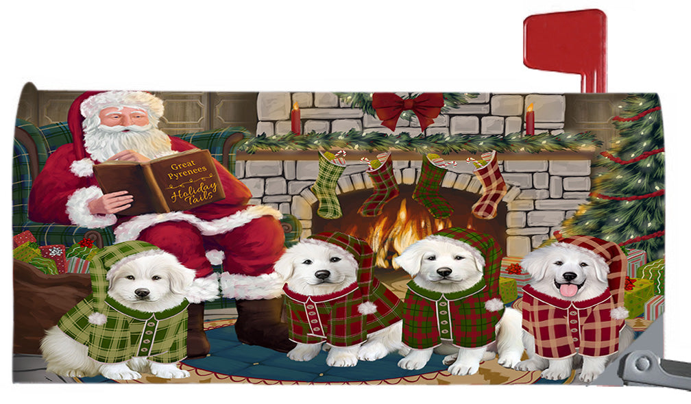 Christmas Cozy Holiday Fire Tails Great Pyrenees Dogs 6.5 x 19 Inches Magnetic Mailbox Cover Post Box Cover Wraps Garden Yard Décor MBC48907