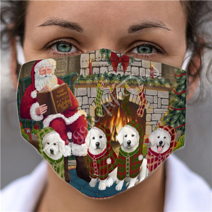 Christmas Cozy Holiday Fire Tails Great Pyrenees Dogs Face Mask FM48639
