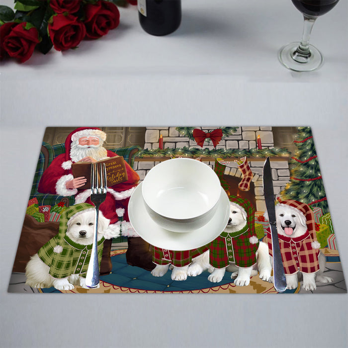 Christmas Cozy Holiday Fire Tails Great Pyrenees Dogs Placemat