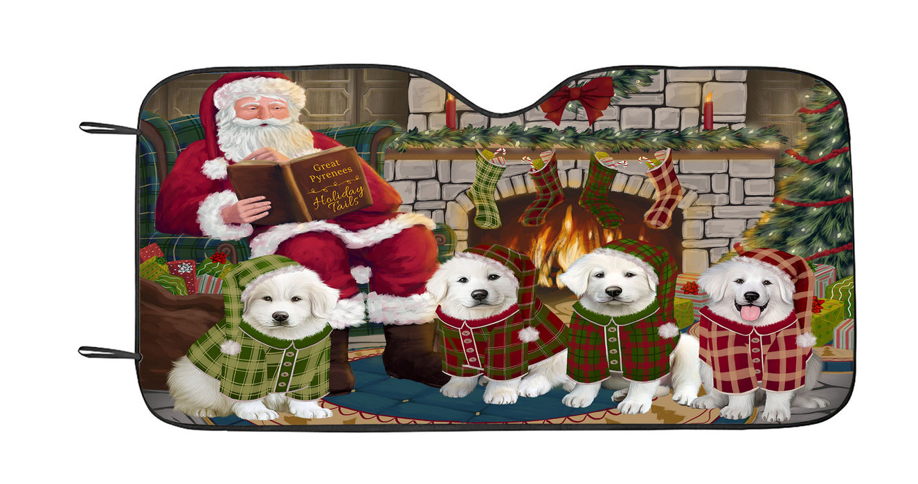 Christmas Cozy Holiday Fire Tails Great Pyrenees Dogs Car Sun Shade
