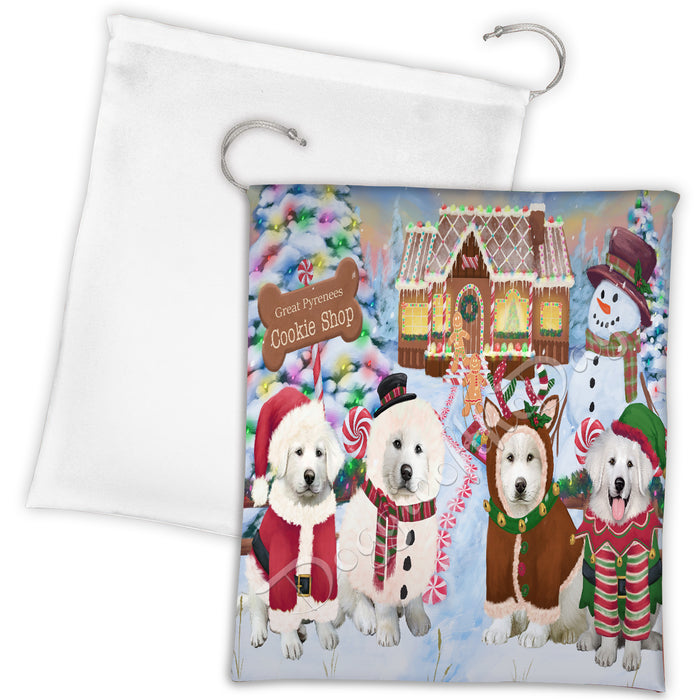Holiday Gingerbread Cookie Great Pyrenees Dogs Shop Drawstring Laundry or Gift Bag LGB48603