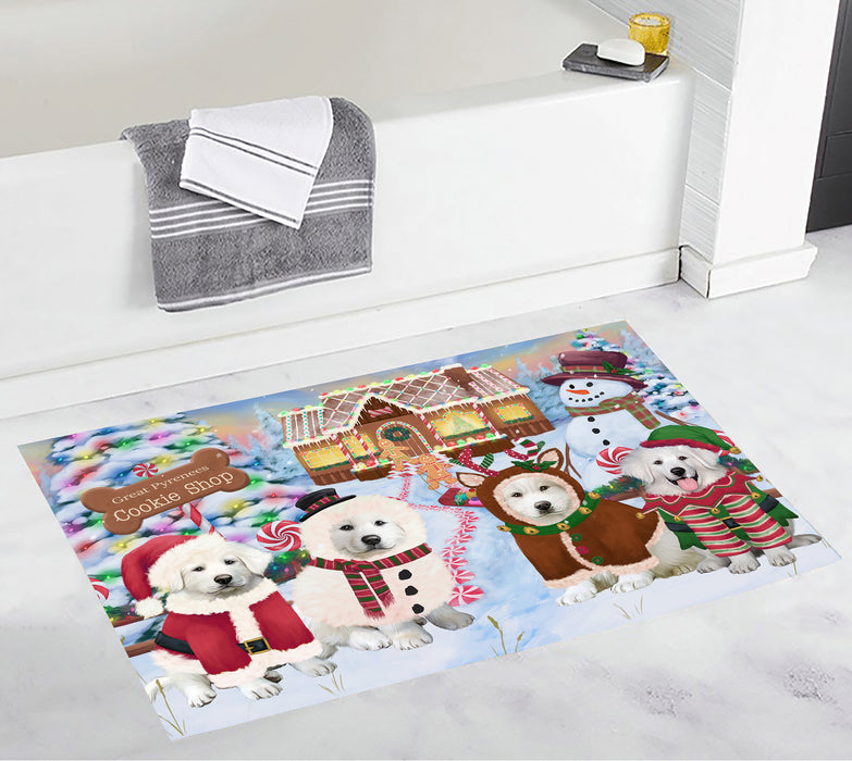 Holiday Gingerbread Cookie Great Pyrenees Dogs Bath Mat