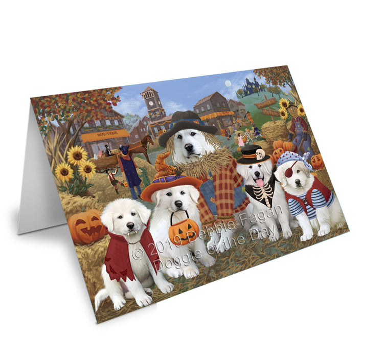 Halloween 'Round Town Great Pyrenees Dogs Handmade Artwork Assorted Pets Greeting Cards and Note Cards with Envelopes for All Occasions and Holiday Seasons GCD77849