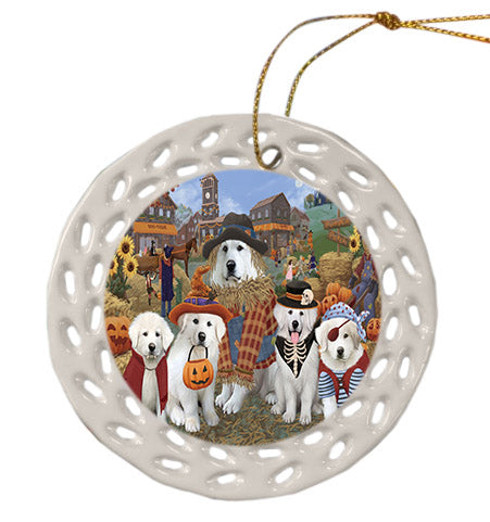Halloween 'Round Town Great Pyrenees Dogs Ceramic Doily Ornament DPOR57501