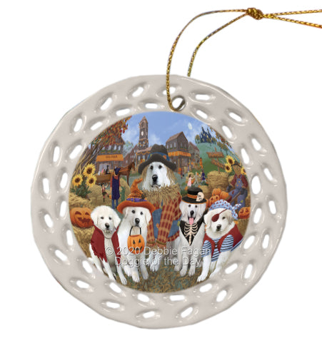 Halloween 'Round Town Great Pyrenees Dogs Doily Ornament DPOR58038