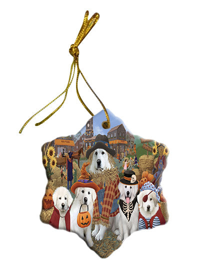 Halloween 'Round Town Great Pyrenees Dogs Star Porcelain Ornament SPOR57501