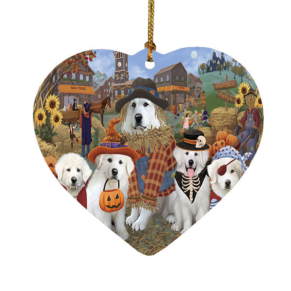 Halloween 'Round Town Great Pyrenees Dogs Heart Christmas Ornament HPOR57501