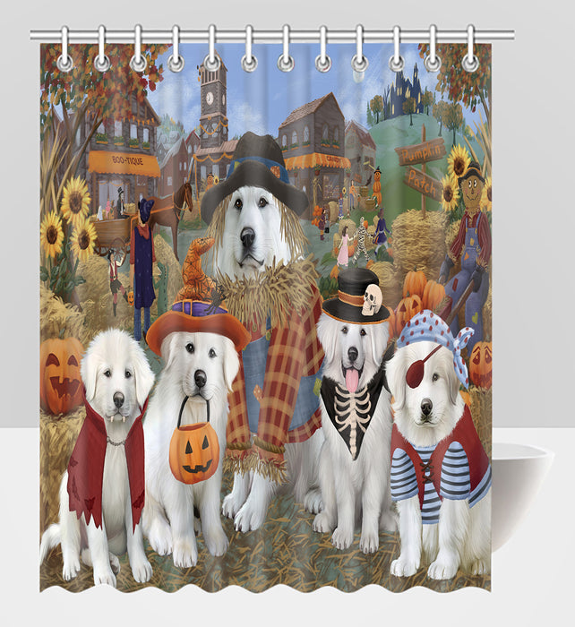 Halloween 'Round Town Great Pyrenees Dogs Shower Curtain