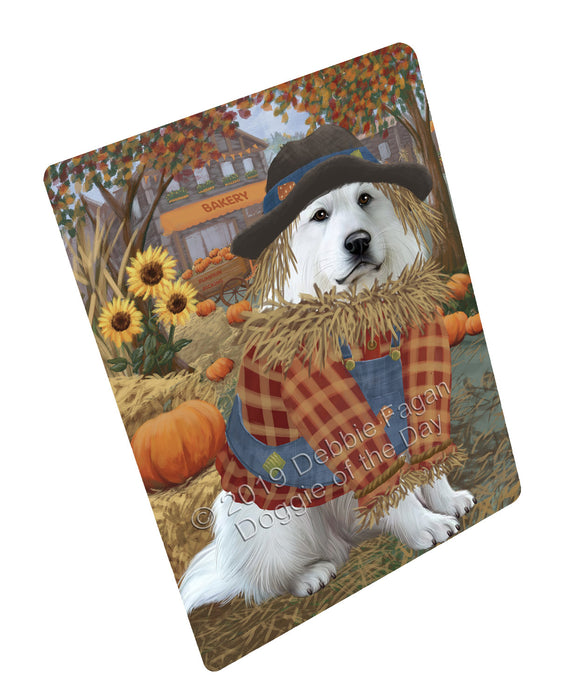 Halloween 'Round Town And Fall Pumpkin Scarecrow Both Great Pyrenees Dogs Large Refrigerator / Dishwasher Magnet RMAG104802