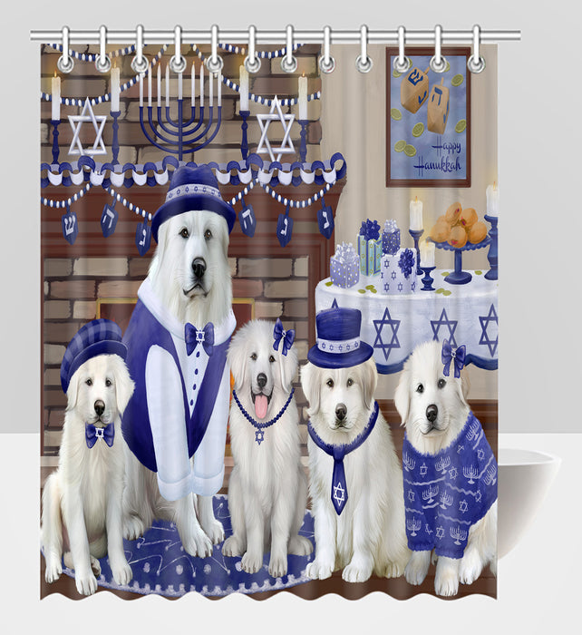 Happy Hanukkah Family Great Pyrenees Dogs Shower Curtain