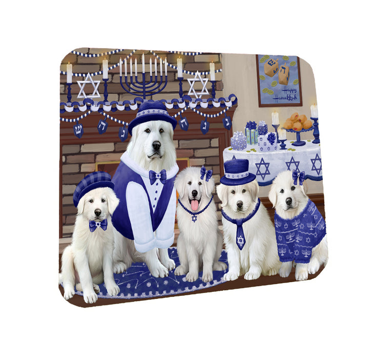 Happy Hanukkah Family Great Pyrenees Dogs Coasters Set of 4 CSTA57579
