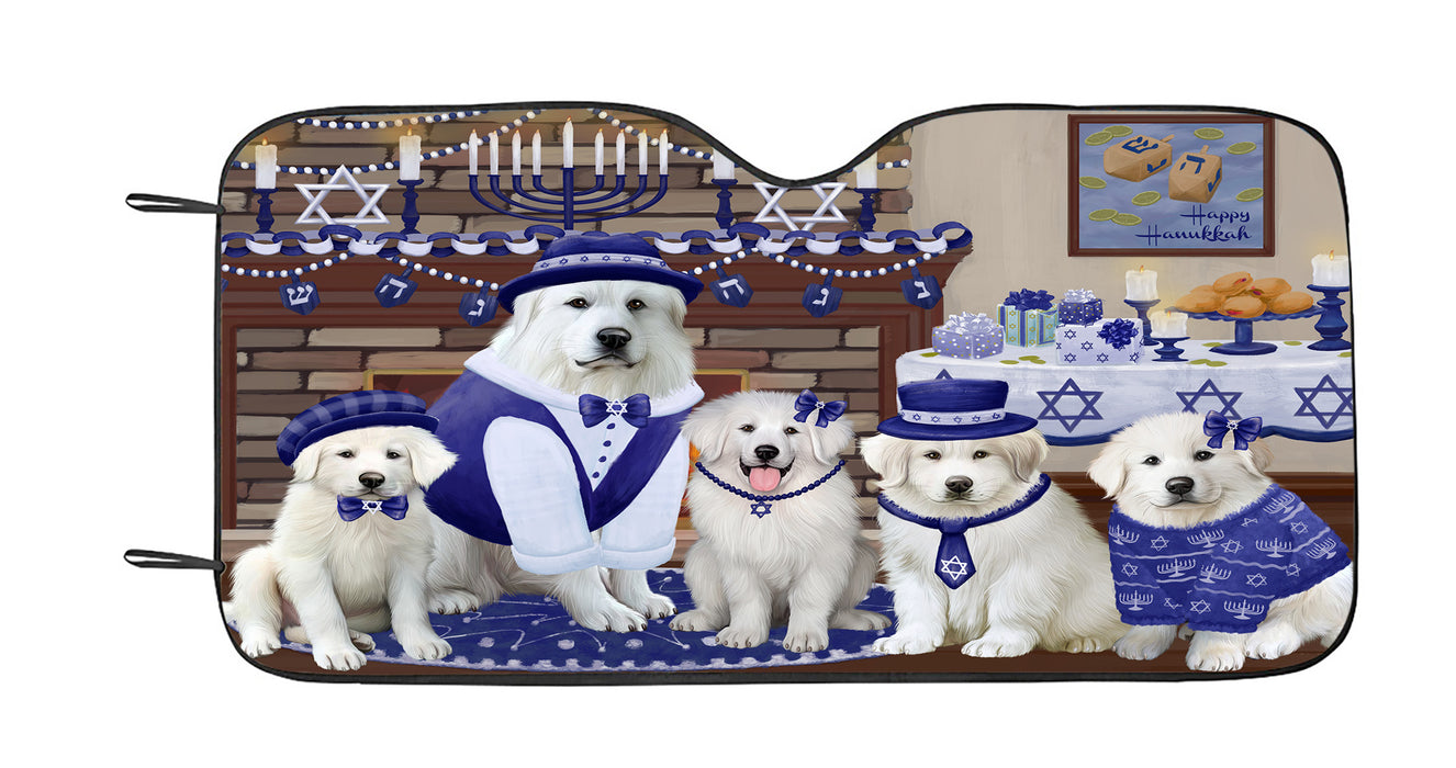 Happy Hanukkah Family Great Pyrenees Dogs Car Sun Shade