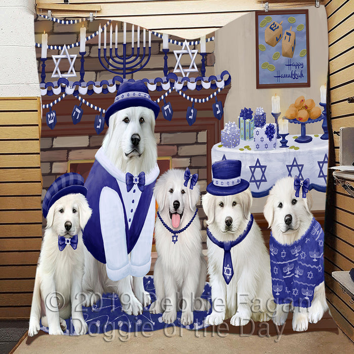 Happy Hanukkah Family and Happy Hanukkah Both Great Pyrenees Dogs Quilt