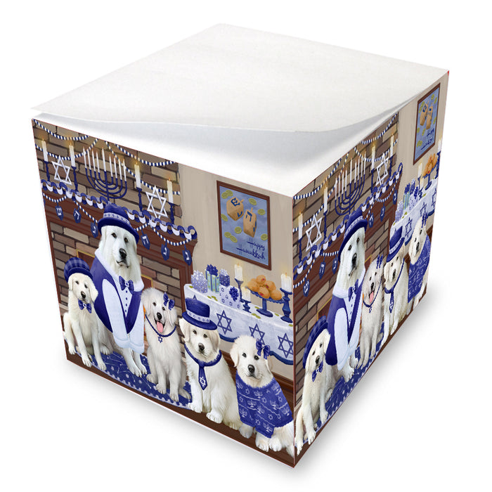 Happy Hanukkah Family Great Pyrenees Dogs note cube NOC-DOTD-A56651