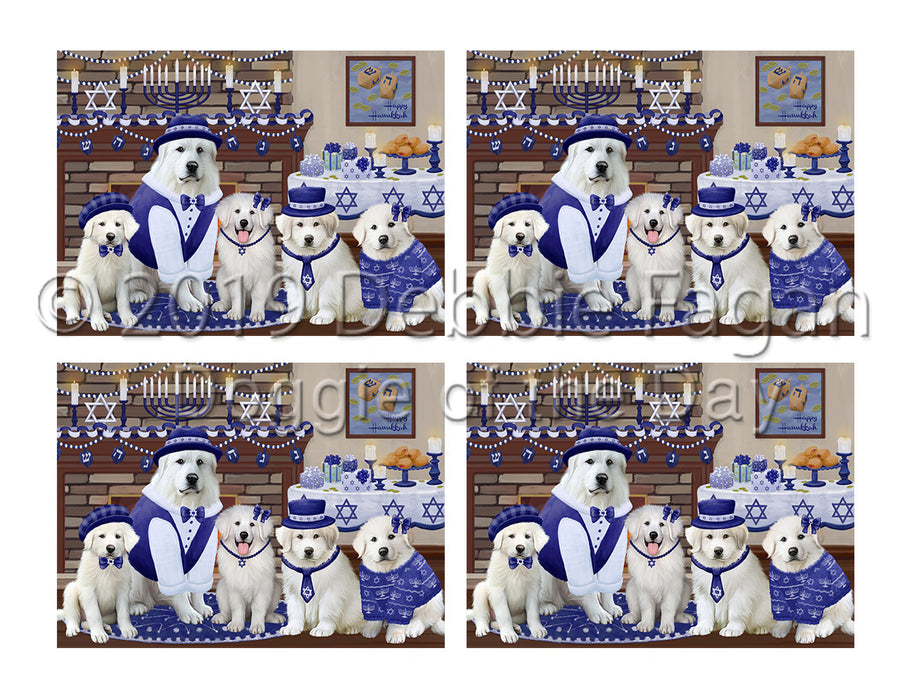Happy Hanukkah Family Great Pyrenees Dogs Placemat