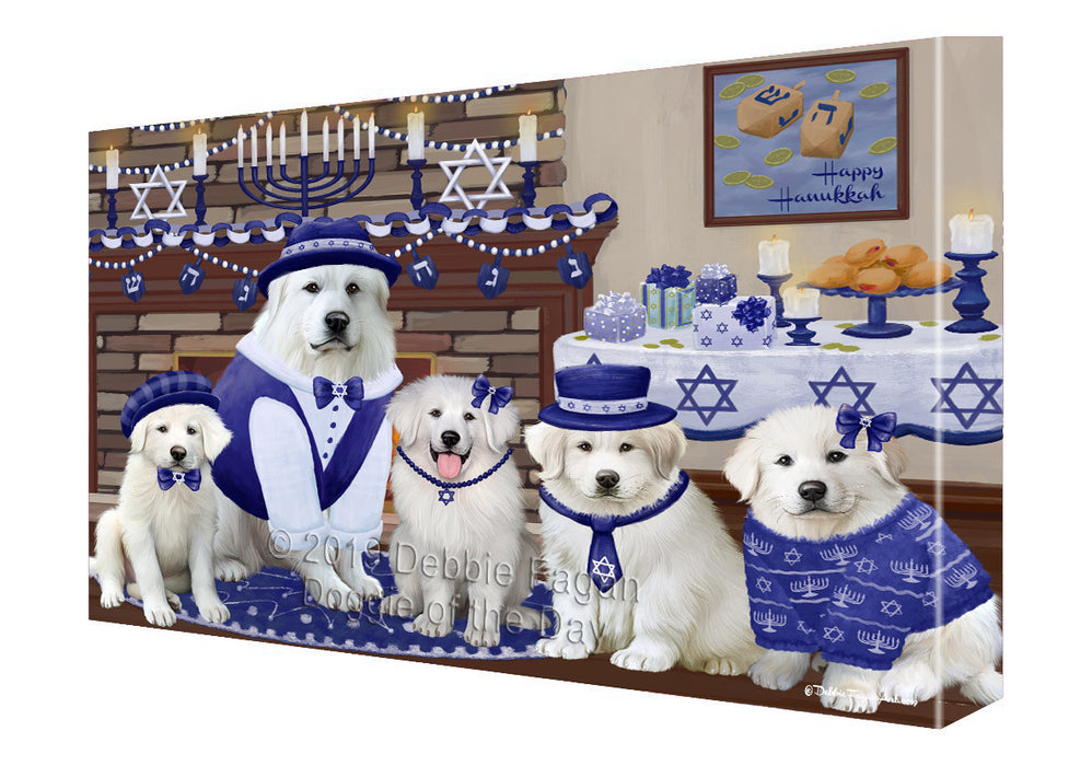 Happy Hanukkah Family and Happy Hanukkah Both Great Pyrenees Dogs Canvas Print Wall Art Décor CVS141200