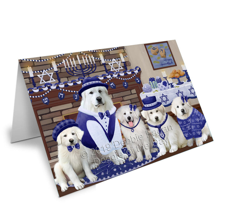 Happy Hanukkah Family Great Pyrenees Dogs Handmade Artwork Assorted Pets Greeting Cards and Note Cards with Envelopes for All Occasions and Holiday Seasons GCD78215