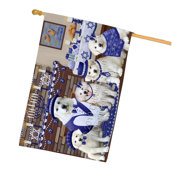 Happy Hanukkah Family Great Pyrenees Dogs House Flag FLG65835