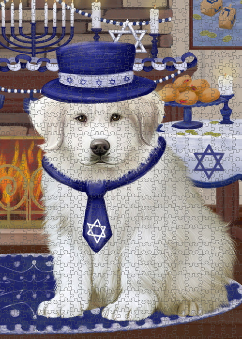 Happy Hanukkah Family and Happy Hanukkah Both Great Pyrenees Dog Puzzle with Photo Tin PUZL97024