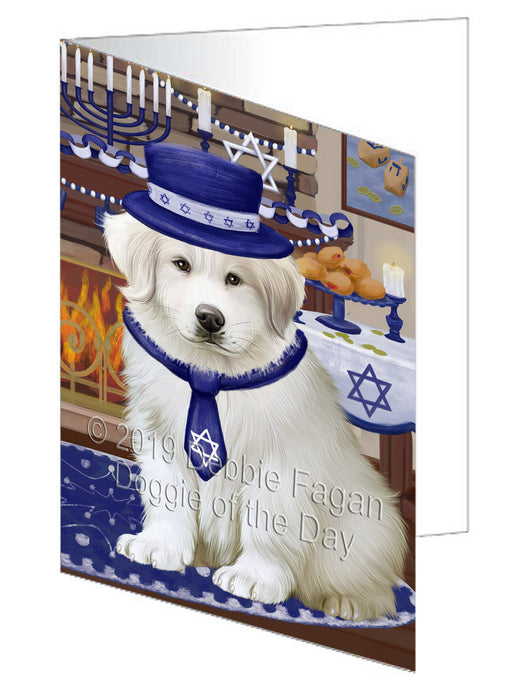 Happy Hanukkah Great Pyrenees Dog Handmade Artwork Assorted Pets Greeting Cards and Note Cards with Envelopes for All Occasions and Holiday Seasons GCD78383