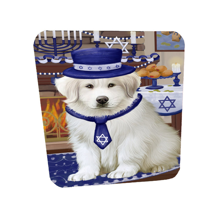 Happy Hanukkah Family Great Pyrenees Dogs Coasters Set of 4 CSTA57635