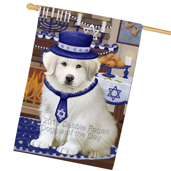 Happy Hanukkah Great Pyrenees Dog House Flag FLG65891